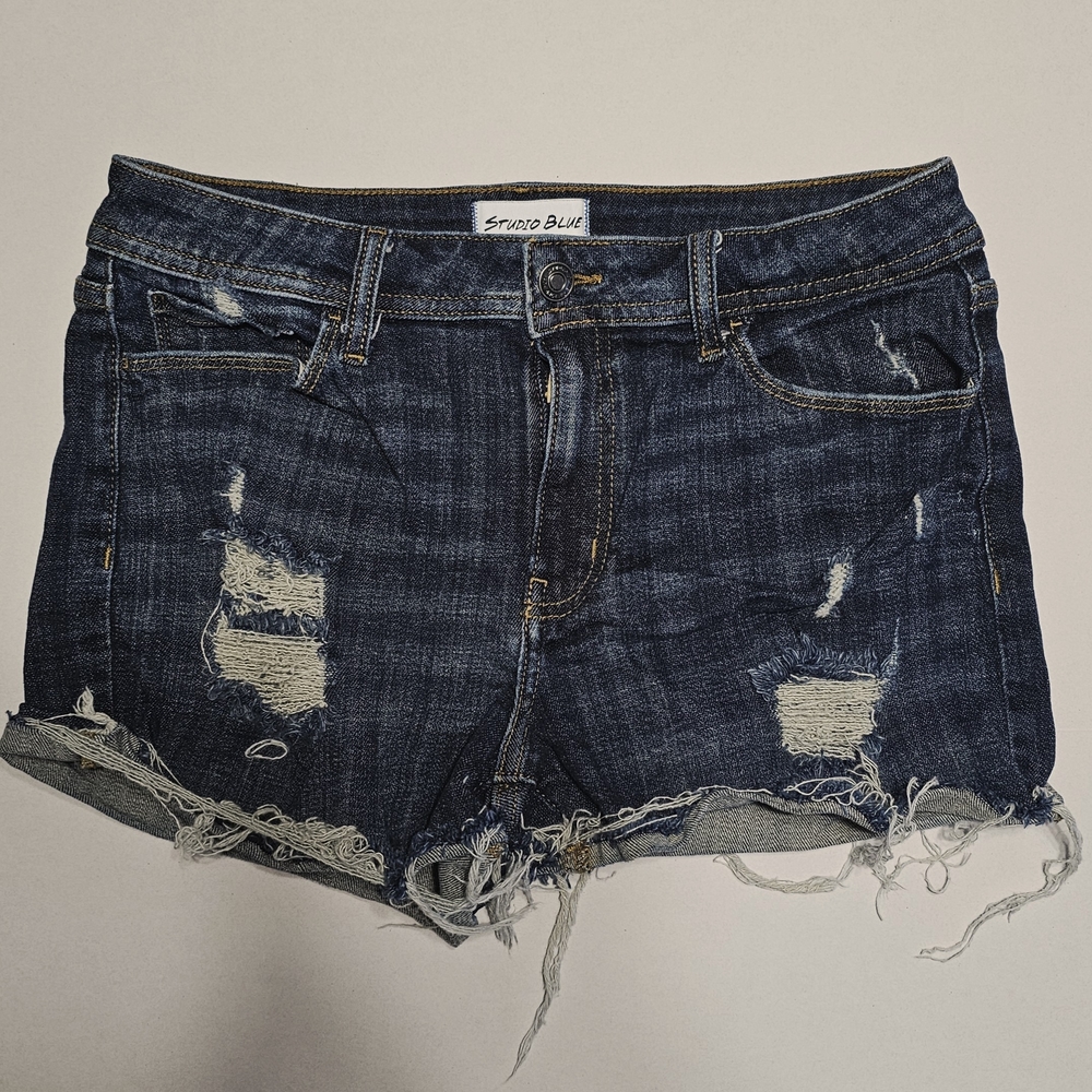 Studio Blue Distressed Jean Shorts Raw Hem
